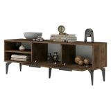 Mobile Porta tv Marrone Noce un Ripiano 2 Ante 160x30x50h cm, 5 Vani - Sambuci