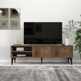 Mobile Porta tv Marrone Noce un Ripiano 2 Ante 160x30x50h cm, 5 Vani - Sambuci