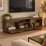 Mobile Porta tv Marrone Noce un Ripiano 3 Ante 160x30x42h cm, 4 Vani - Morrigan