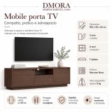 Mobile Porta tv Marrone Noce un Ripiano 3 Ante 160x30x42h cm, 4 Vani - Morrigan