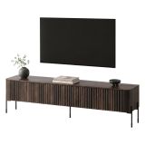 Mobile Porta tv Marrone Noce un Ripiano 4 Ante 190x40x50h cm, Ante Effetto Rigato - Brembana