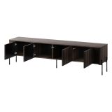 Mobile Porta tv Marrone Noce un Ripiano 4 Ante 190x40x50h cm, Ante Effetto Rigato - Brembana