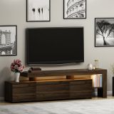 Mobile Porta tv Marrone Noce un Ripiano Apertura Battente, a Ribalta 192x37x53h cm, 3 Ante - Trasacco