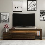 Mobile Porta tv Marrone Noce un Ripiano Apertura Battente, a Ribalta 192x37x53h cm, 3 Ante - Trasacco