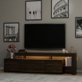 Mobile Porta tv Marrone Noce un Ripiano Apertura Battente, a Ribalta 192x37x53h cm, 3 Ante - Trasacco