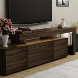 Mobile Porta tv Marrone Noce un Ripiano Apertura Battente, a Ribalta 192x37x53h cm, 3 Ante - Trasacco