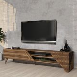 Mobile Porta tv Marrone Noce un Ripiano Un'anta 180x40x37h cm, 3 Vani - Campli