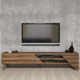 Mobile Porta tv Marrone Noce un Ripiano Un'anta 180x40x37h cm, 3 Vani - Campli