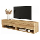 Mobile Porta tv Marrone Quercia 3 Ripiani 2 Ante 140x31.6x29.1h cm, 4 Vani - Veneto