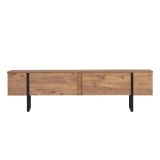 Mobile Porta tv Marrone Quercia Nero 2 Ante 2 Vani 180x30x50h cm, Apertura a Ribalta - Abishia