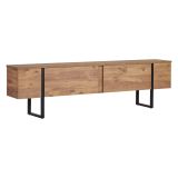Mobile Porta tv Marrone Quercia Nero 2 Ante 2 Vani 180x30x50h cm, Apertura a Ribalta - Abishia
