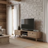 Mobile Porta tv Marrone Quercia Sfumatura Colore Ante Quercia Colore Ante Marrone 152x40x35h cm, Sfumatura Colore Struttura Quercia