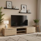 Mobile Porta tv Marrone Rovere 2 Cassetti un Ripiano 173x40x33h cm, 4 Vani - Ammiro