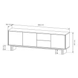 Mobile Porta tv Marrone Rovere 2 Cassetti un Ripiano 183x38x62h cm, 3 Ante - Kamani