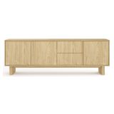 Mobile Porta tv Marrone Rovere 2 Cassetti un Ripiano 183x38x62h cm, 3 Ante - Kamani