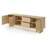 Mobile Porta tv Marrone Rovere 2 Cassetti un Ripiano 183x38x62h cm, 3 Ante - Kamani
