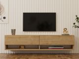 Mobile Porta tv Marrone Rovere 2 Ripiani 2 Ante 141x30x31h cm, 4 Vani - Olmi