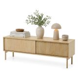 Mobile Porta tv Marrone Rovere 2 Ripiani 2 Ante 154x40x52h cm, Ante Effetto Rigato - Kami