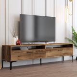 Mobile Porta tv Marrone Rovere 2 Ripiani 2 Ante 180x47x35h cm, 4 Vani - Cantoira