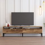 Mobile Porta tv Marrone Rovere 2 Ripiani 2 Ante 180x47x35h cm, 4 Vani - Cantoira