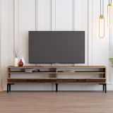 Mobile Porta tv Marrone Rovere 2 Ripiani 2 Ante 180x47x35h cm, 4 Vani - Cantoira