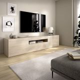 Mobile Porta tv Marrone Rovere 2 Ripiani 3 Ante 42x200x48h cm, 4 Vani - Burley