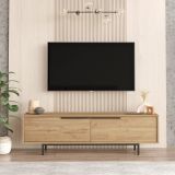 Mobile Porta tv Marrone Rovere 2 Vani 2 Ante 160x36x45h cm, Apertura a Ribalta - Palmi