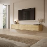 Mobile Porta tv Marrone Rovere 3 Cassetti un Ripiano 200x34x28h cm, 3 Vani - Kahate