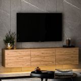 Mobile Porta tv Marrone Rovere 3 Vani 3 Ante 160x32x35h cm, Apertura a Ribalta - Marazzi