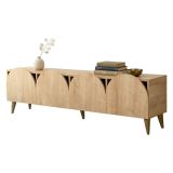 Mobile Porta tv Marrone Rovere 4 Vani 4 Ante 180x35x50h cm, Apertura a Ribalta - Visco
