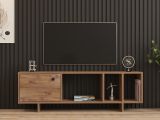 Mobile Porta tv Marrone Rovere 4 Vani Un'anta 140x29x45h cm, Apertura Battente - Fumane