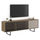 Mobile Porta tv Marrone Rovere Beige Cassetti 3 Ripiani 185x40x60h cm, 3 Ante - Serrata
