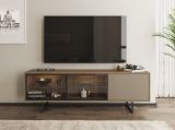 Mobile Porta tv Marrone Rovere Beige Cassetti 3 Ripiani 185x40x60h cm, 3 Ante - Serrata