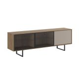Mobile Porta tv Marrone Rovere Beige Cassetti 3 Ripiani 185x40x60h cm, 3 Ante - Serrata