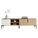 Mobile Porta tv Marrone Rovere Bianco Bianco 2 Ante Apertura a Ribalta 180x33x49h cm, 3 Vani - Imerese