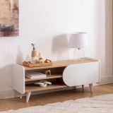 Mobile Porta tv Marrone Rovere Bianco un Ripiano 3 Vani 120x40x45h cm, Un'anta - Pigra
