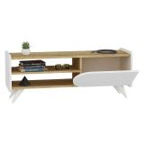 Mobile Porta tv Marrone Rovere Bianco un Ripiano 3 Vani 120x40x45h cm, Un'anta - Pigra