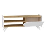 Mobile Porta tv Marrone Rovere Bianco un Ripiano 3 Vani 120x40x45h cm, Un'anta - Pigra