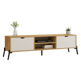 Mobile Porta tv Marrone Rovere Bianco un Ripiano 4 Vani 160x40x41h cm, 2 Ante - Cinaglio