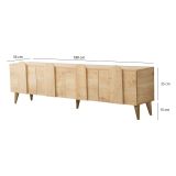Mobile Porta tv Marrone Rovere Chiaro 4 Vani 4 Ante 180x35x50h cm, Apertura a Ribalta - Scodosia