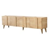 Mobile Porta tv Marrone Rovere Chiaro 4 Vani 4 Ante 180x35x50h cm, Apertura a Ribalta - Scodosia