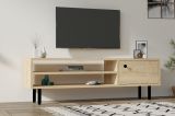 Mobile Porta tv Marrone Rovere Chiaro un Ripiano Un'anta 120x30x38h cm, 3 Vani - Metomaha