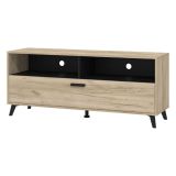 Mobile Porta tv Marrone Rovere Grigio Nero 3 Ripiani Un&#039;anta 137.5x40x57.5h cm, 4 Vani - Platania