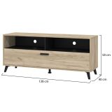 Mobile Porta tv Marrone Rovere Grigio Nero 3 Ripiani Un'anta 137.5x40x57.5h cm, 4 Vani - Platania
