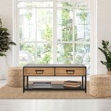 Mobile Porta tv Marrone Rovere Nero 2 Cassetti 2 Ripiani 95x38x38h cm, Finiture in Rattan - Boquete