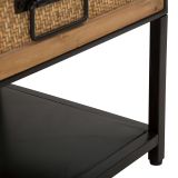 Mobile Porta tv Marrone Rovere Nero 2 Cassetti 2 Ripiani 95x38x38h cm, Finiture in Rattan - Boquete