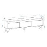 Mobile Porta tv Marrone Rovere Nero 3 Ante Apertura a Ribalta 150x30x45h cm, 3 Vani - Romeno