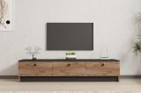 Mobile Porta tv Marrone Rovere Nero 3 Ante Apertura a Ribalta 160x35x35h cm, 3 Vani - Sovere