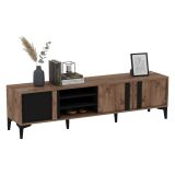 Mobile Porta tv Marrone Rovere Nero Antracite 2 Ripiani 3 Ante 180x40x50h cm, 6 Vani - Gruaro