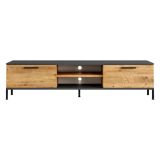 Mobile Porta tv Marrone Rovere Nero Antracite un Ripiano 2 Ante 160x35x39h cm, 4 Vani - Crissolo